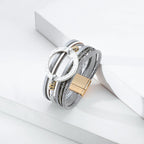 Circle Leather Magnetic Bracelets B3586