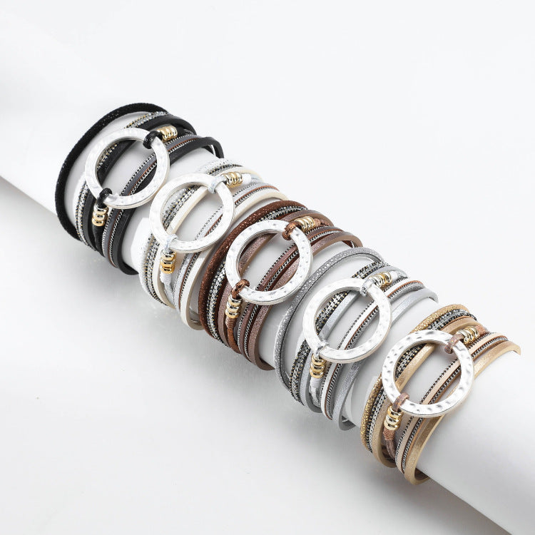 Circle Leather Magnetic Bracelets B3586