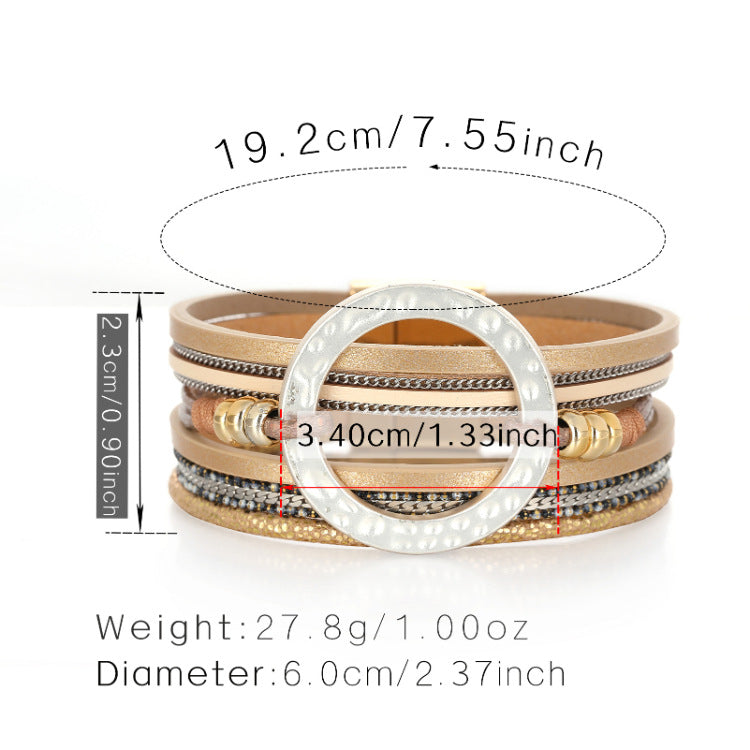 Circle Leather Magnetic Bracelets B3586