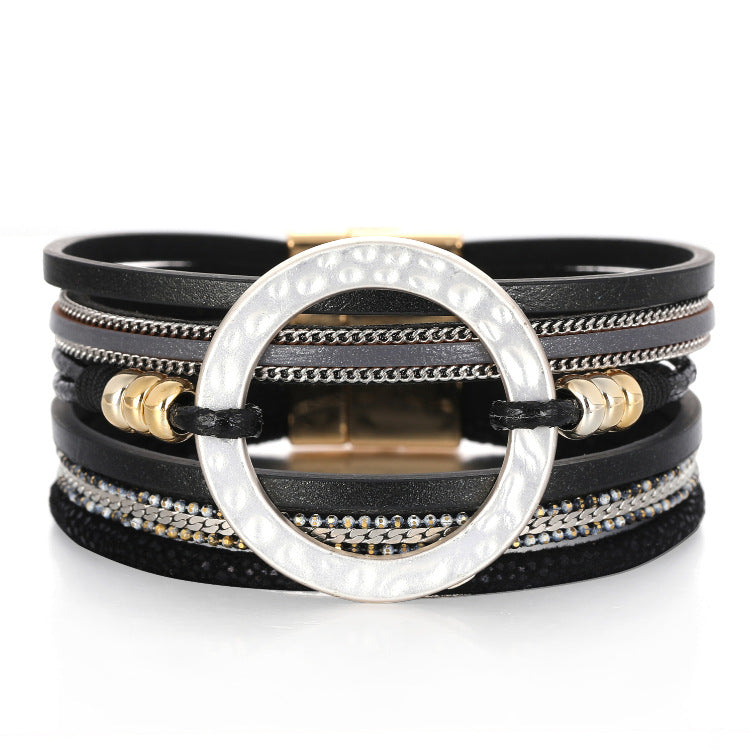 Circle Leather Magnetic Bracelets B3586