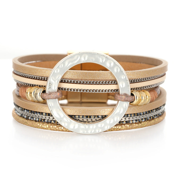 Circle Leather Magnetic Bracelets B3586