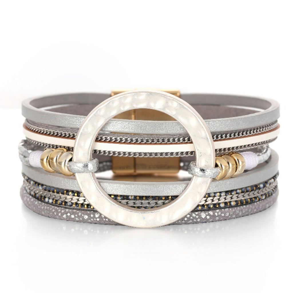 Circle Leather Magnetic Bracelets B3586