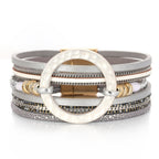 Circle Leather Magnetic Bracelets B3586
