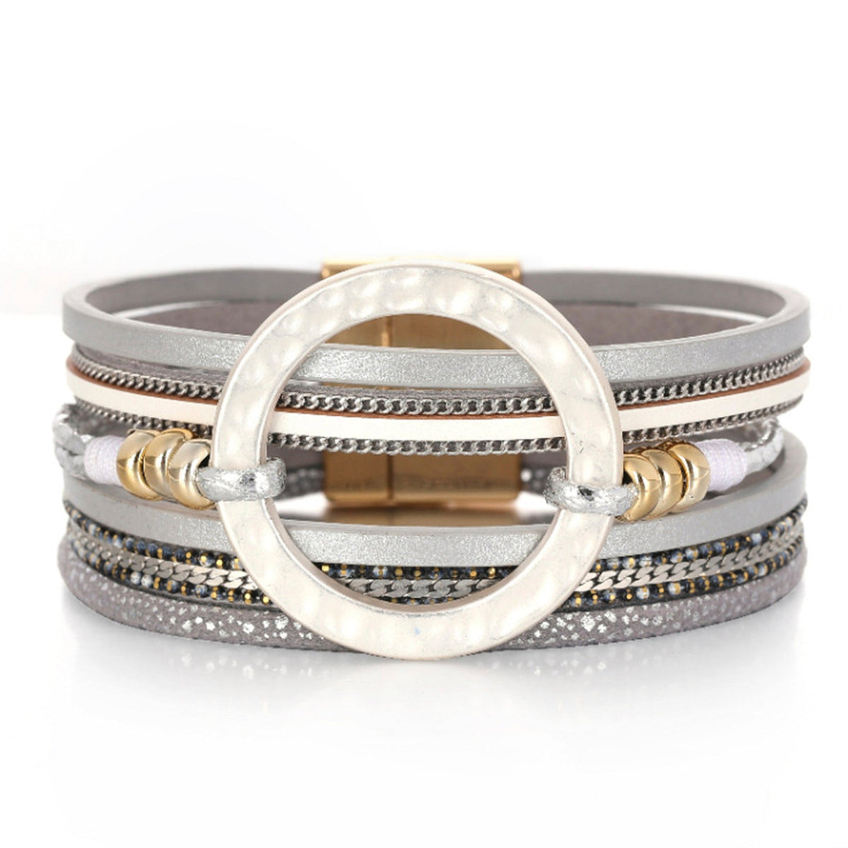 Circle Leather Magnetic Bracelets B3586