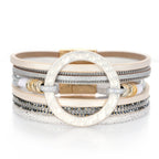 Circle Leather Magnetic Bracelets B3586