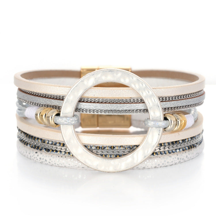 Circle Leather Magnetic Bracelets B3586