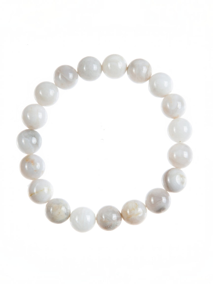 White Crazy Agate Stone Stretch Bracelet B3590-10MM