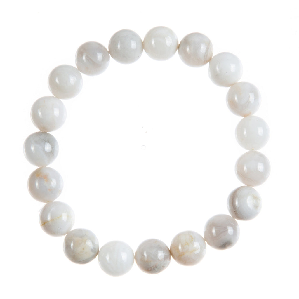 White Crazy Agate Stone Stretch Bracelet B3590-8MM