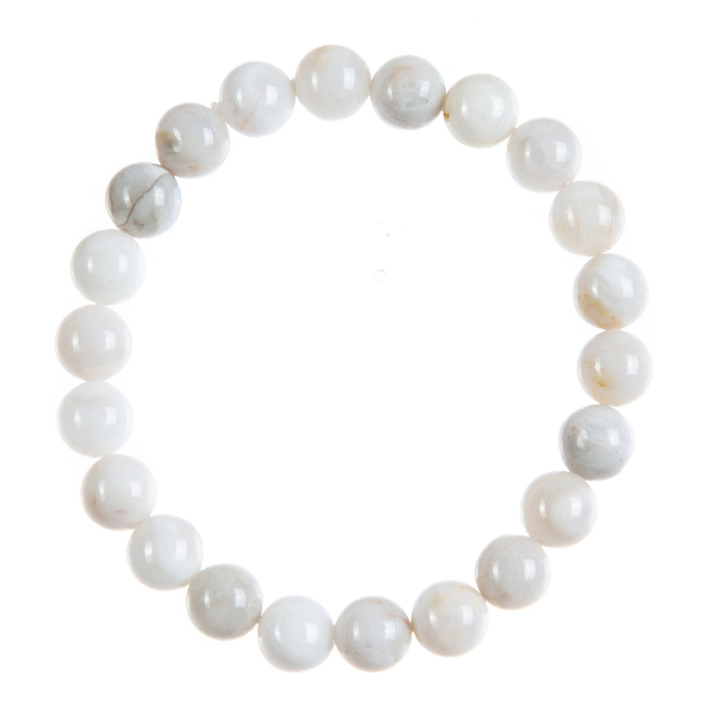 White Crazy Agate Stone Stretch Bracelet B3590-10MM
