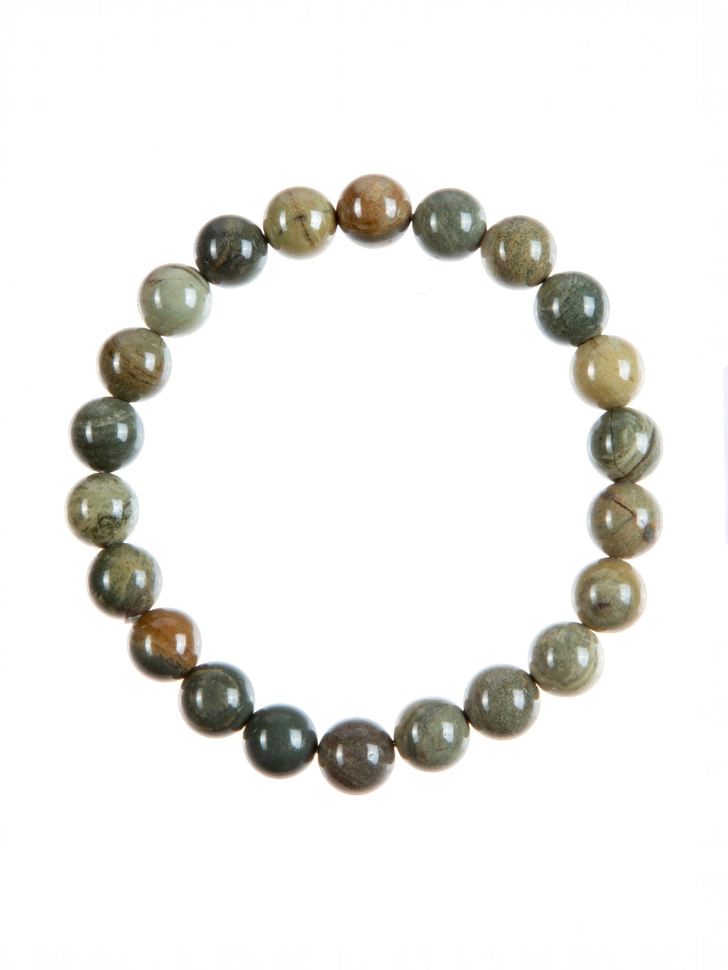 Silver Leaf Jasper Stone Stretch Bracelet B3591-8MM