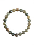 Silver Leaf Jasper Stone Stretch Bracelet B3591-8MM