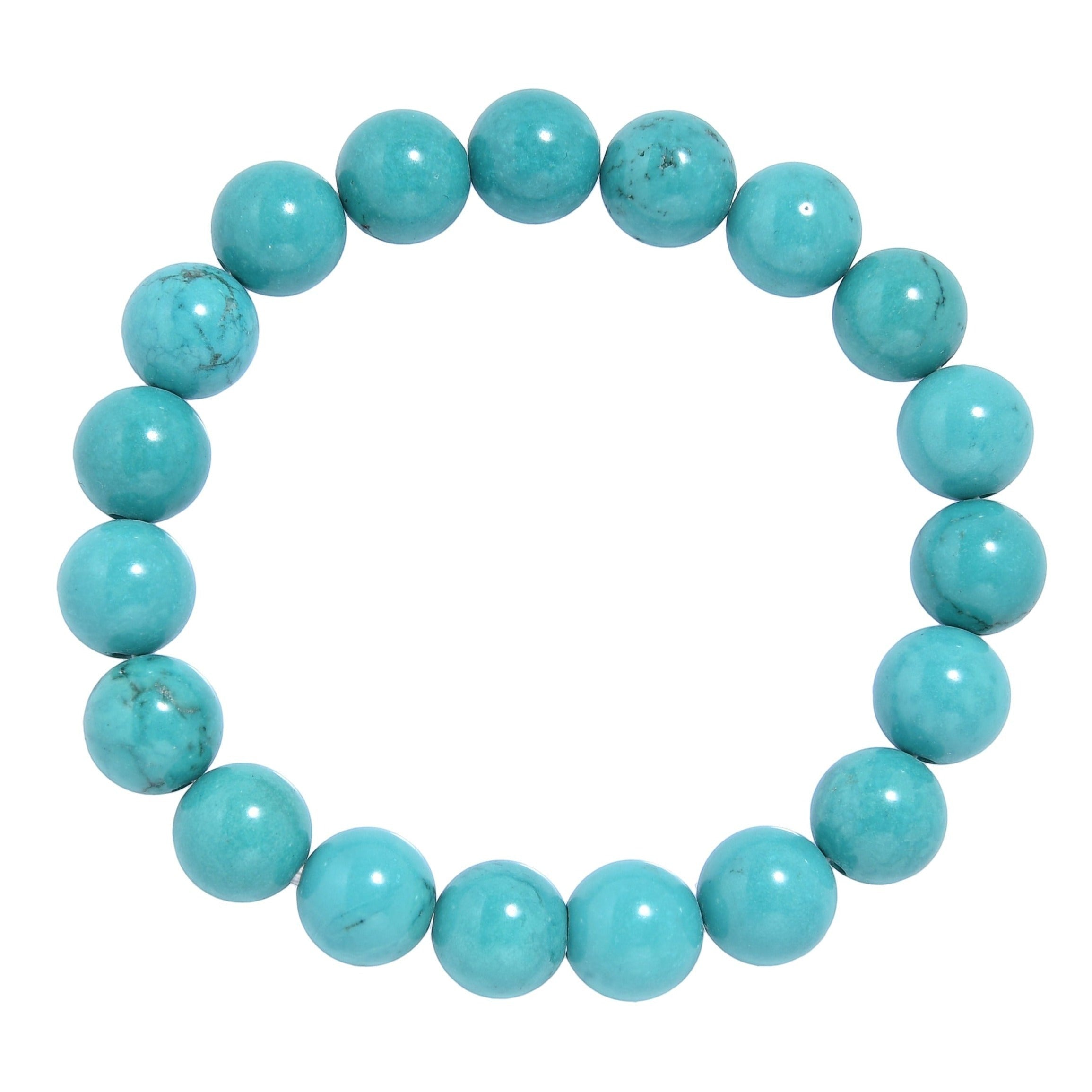 Teal Cracked Turquoise Stone Stretch Bracelet B3598-6MM