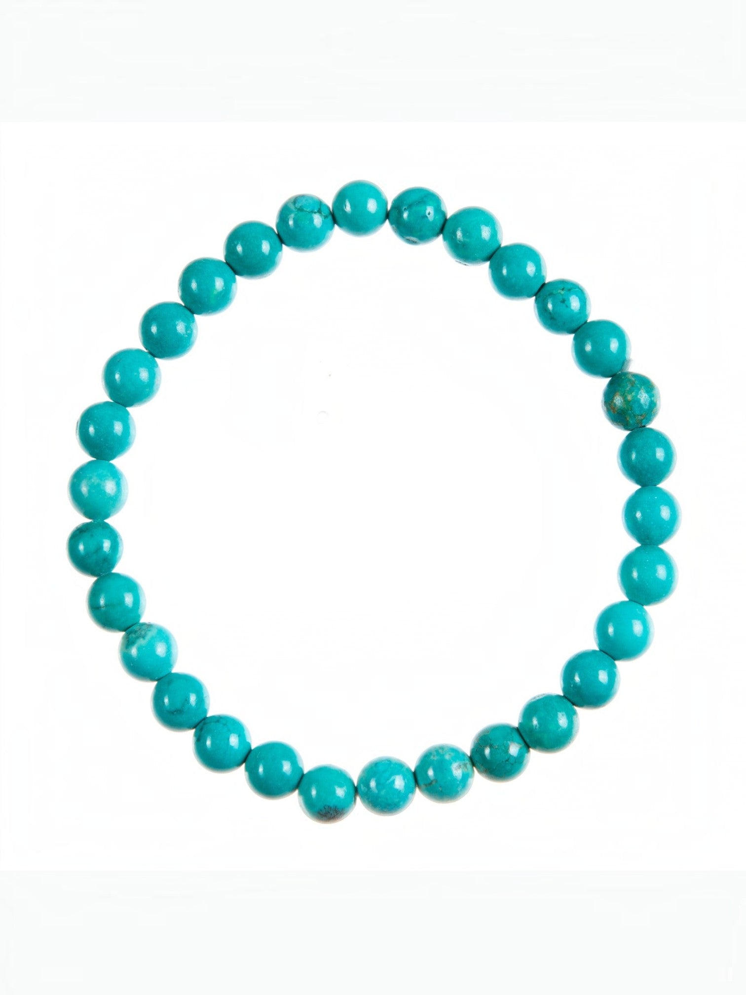 Teal Cracked Turquoise Stone Stretch Bracelet B3598-6MM