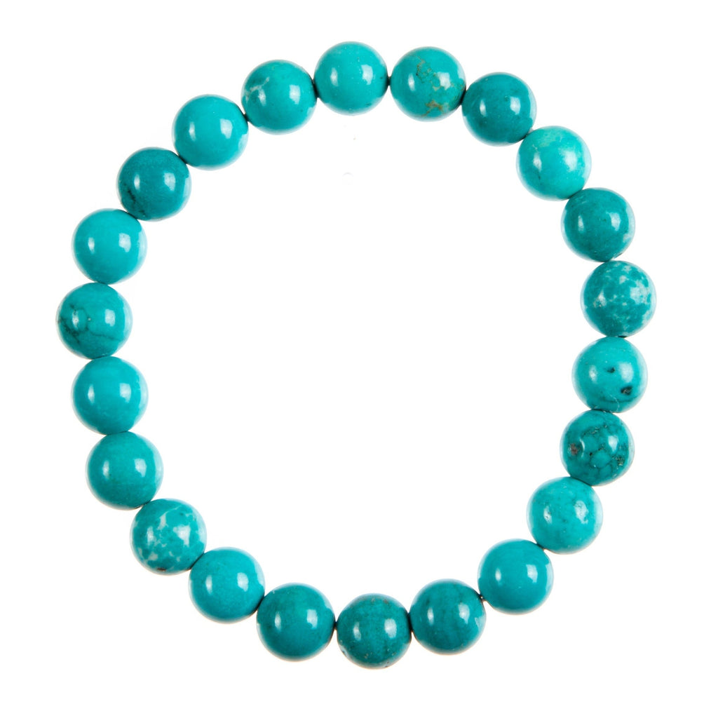 Teal Cracked Turquoise Stone Stretch Bracelet B3598-6MM
