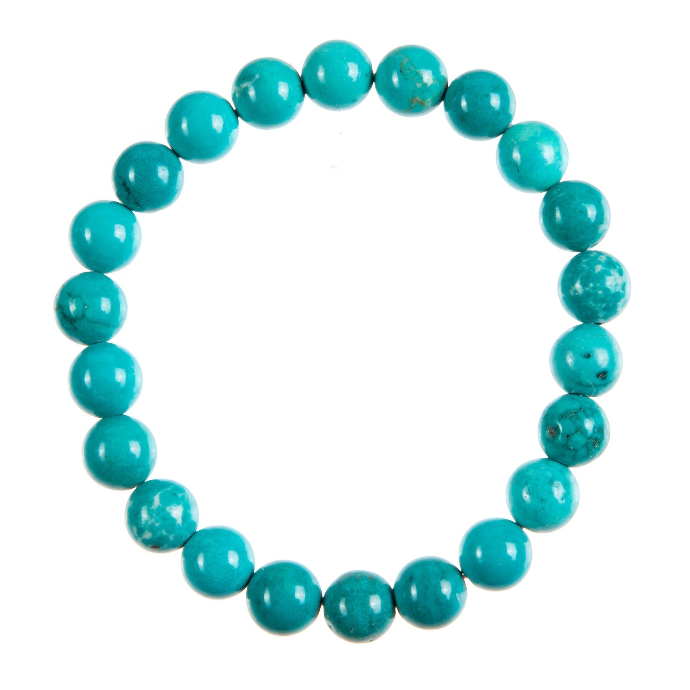 Teal Cracked Turquoise Stone Stretch Bracelet B3598-6MM
