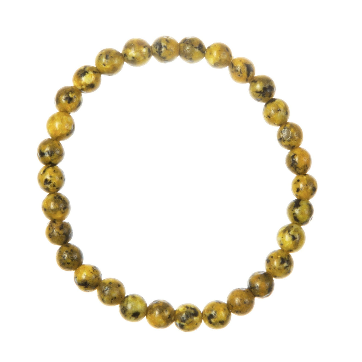 Yellow Black Granite Stone Stretch Bracelet B3601-6MM