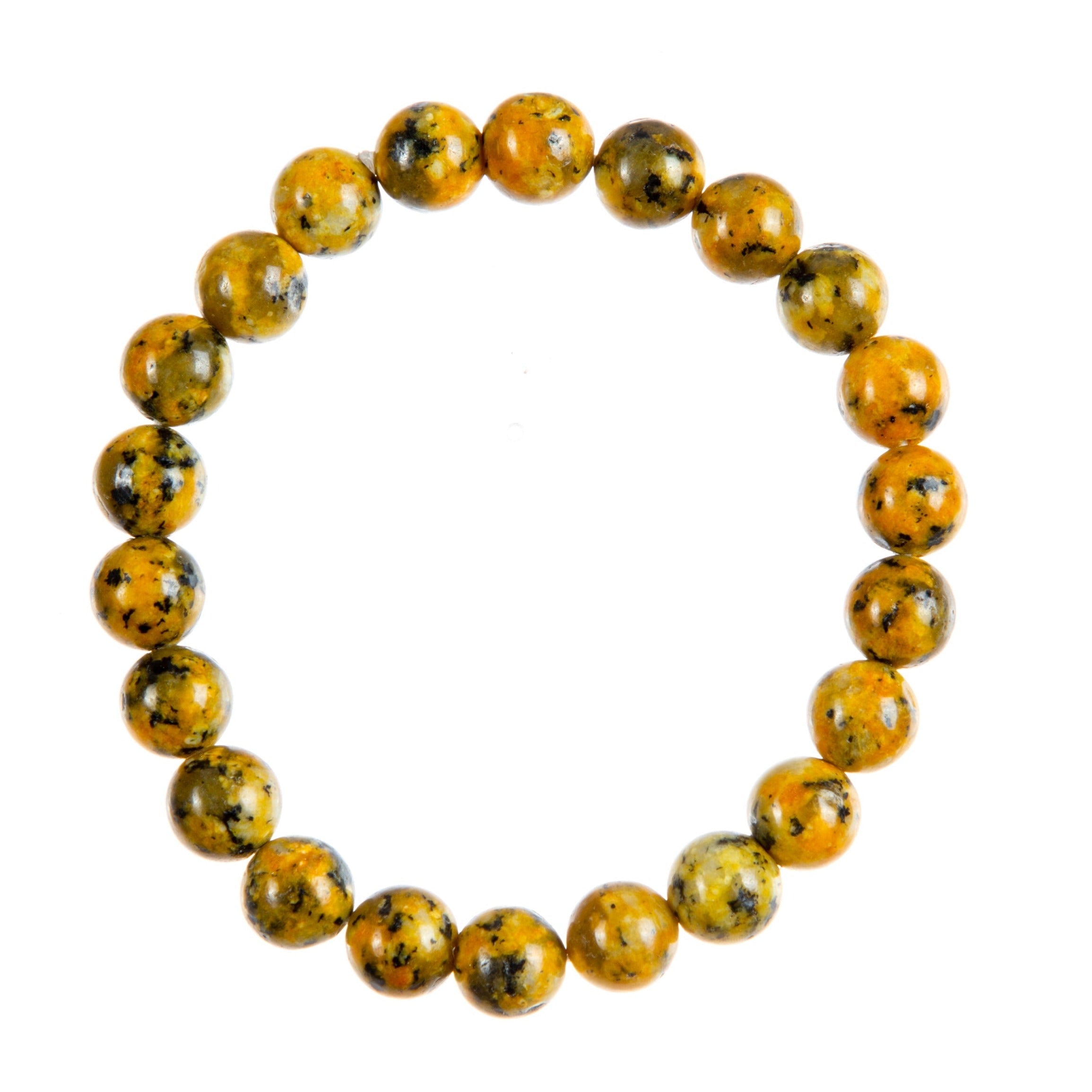 Yellow Black Granite Stone Stretch Bracelet B3601-8MM