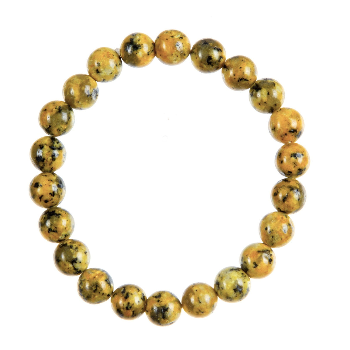 Yellow Black Granite Stone Stretch Bracelet B3601-8MM