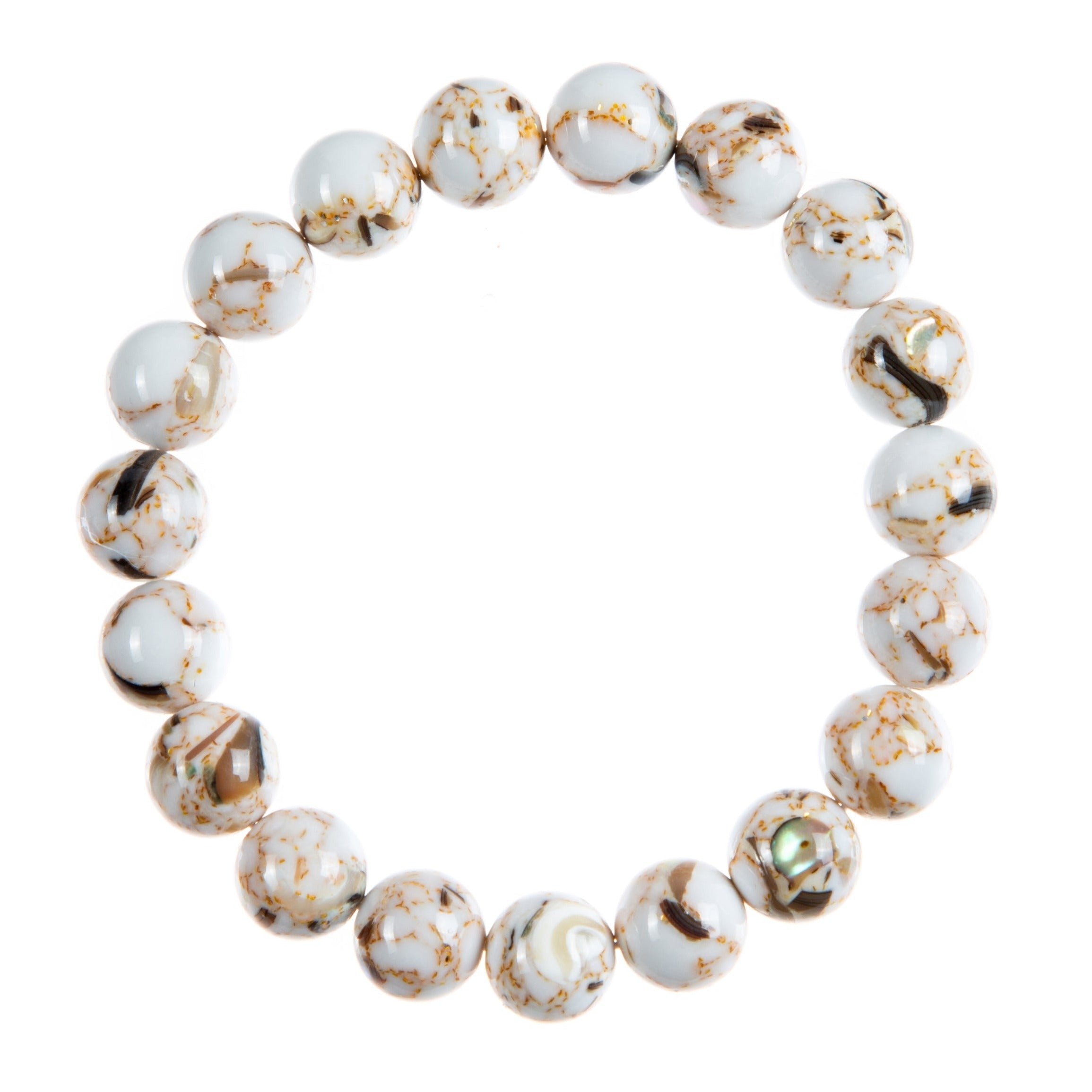 White Shell Turquoise Stone Stretch Bracelet B3602-10MM