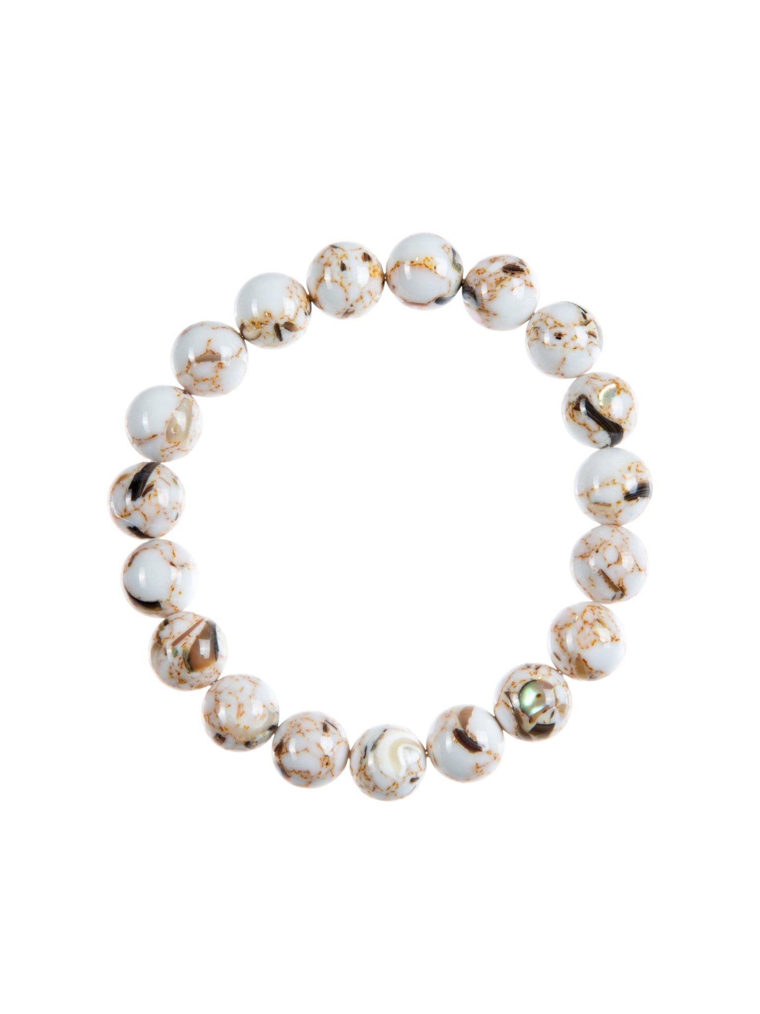 White Shell Turquoise Stone Stretch Bracelet B3602-10MM