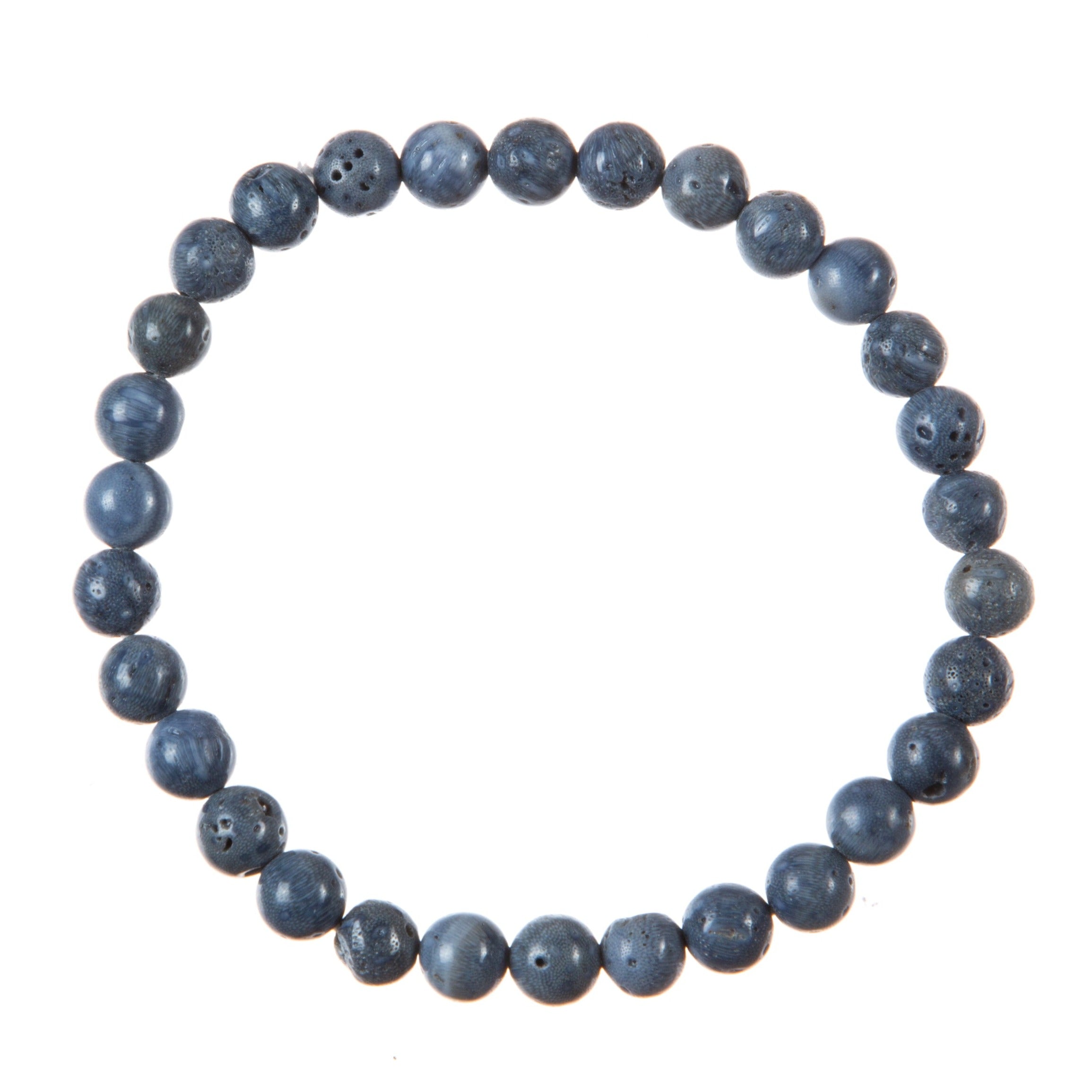 Blue Coral Stone Stretch Bracelet B3624-6MM
