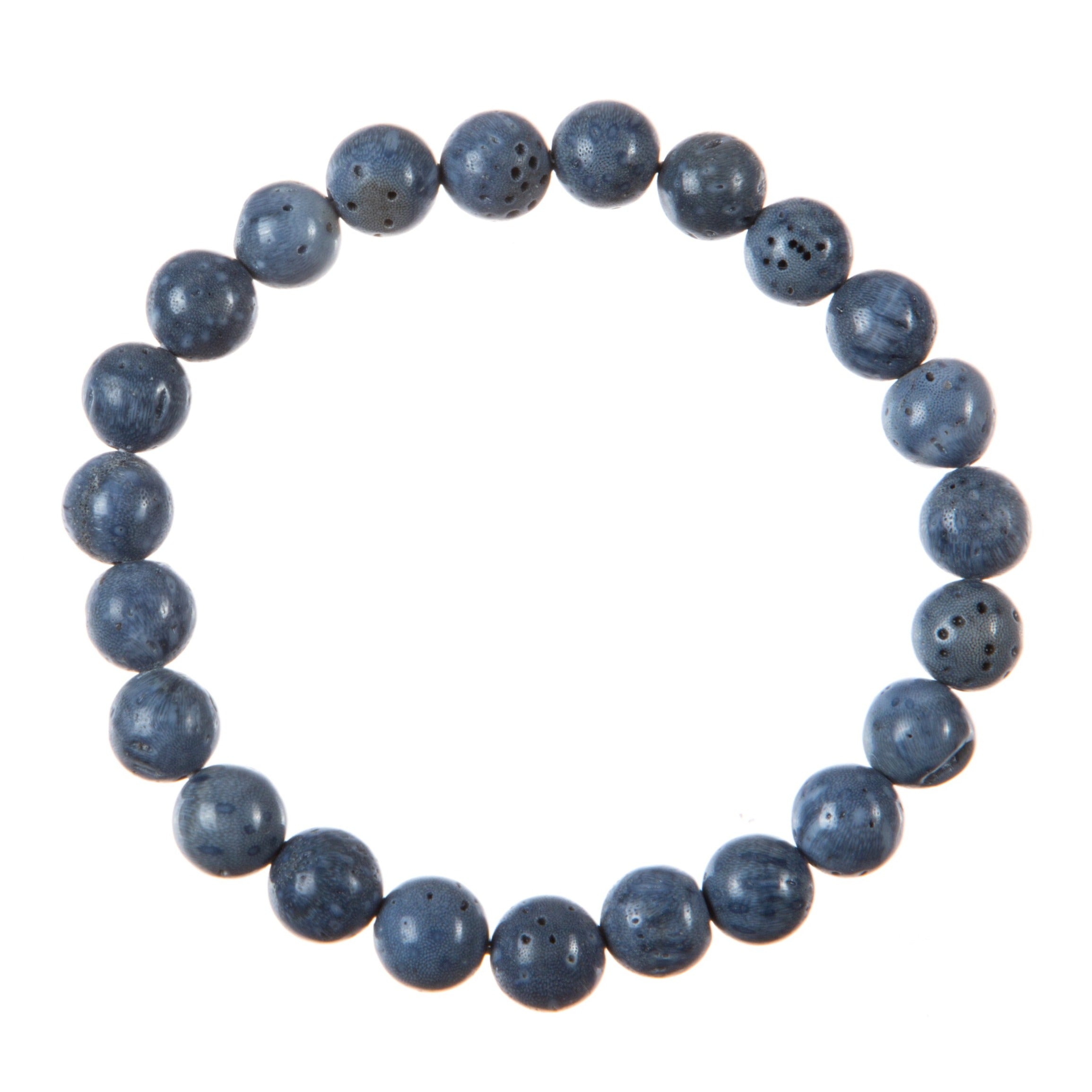 Blue Coral Stone Stretch Bracelet B3624-8MM