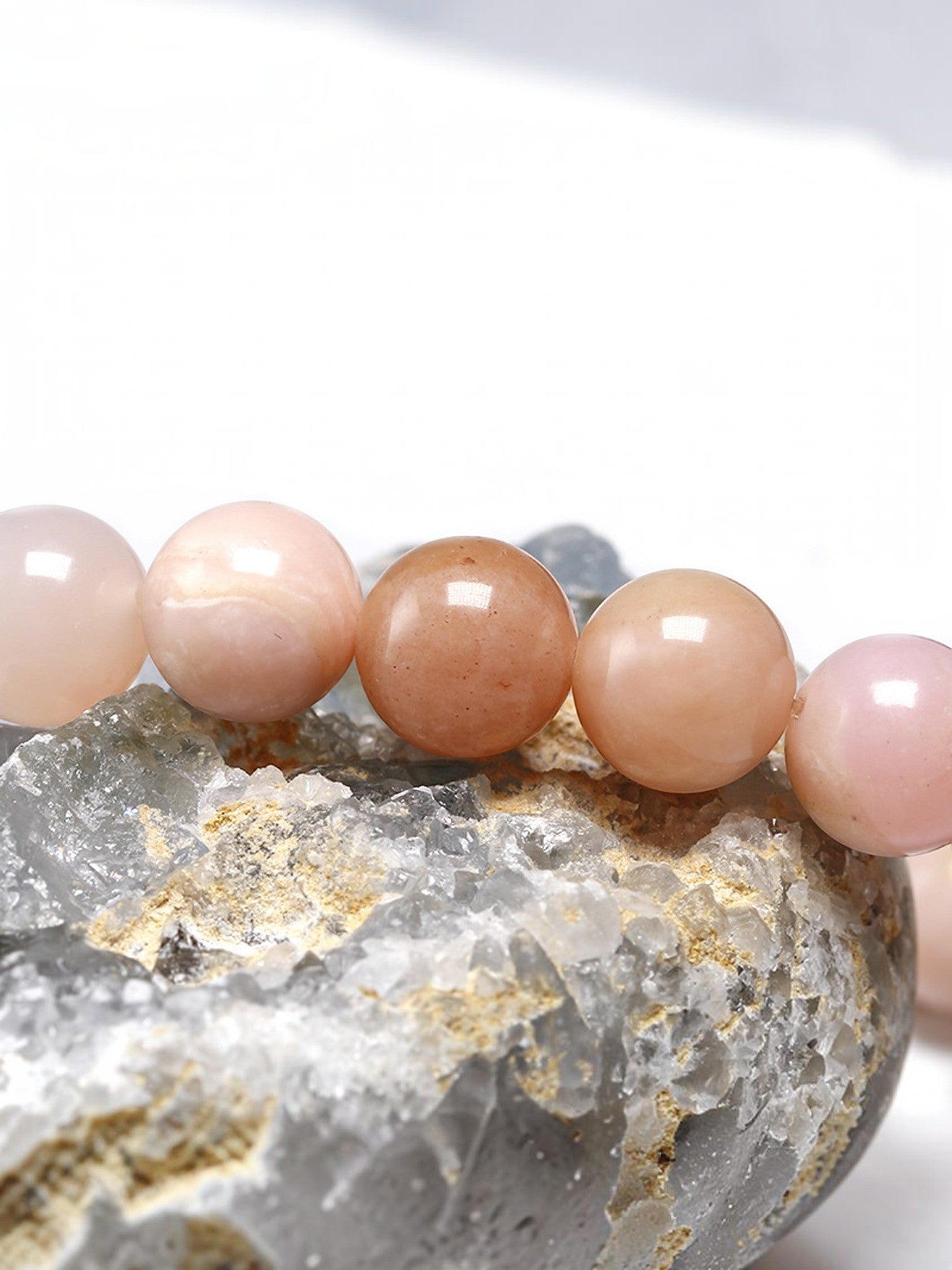 Pink Opal Stone Stretch Bracelet B3713-10MM