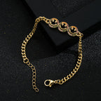 Smile Face Cubic Zirconia Chain Bracelet B3799