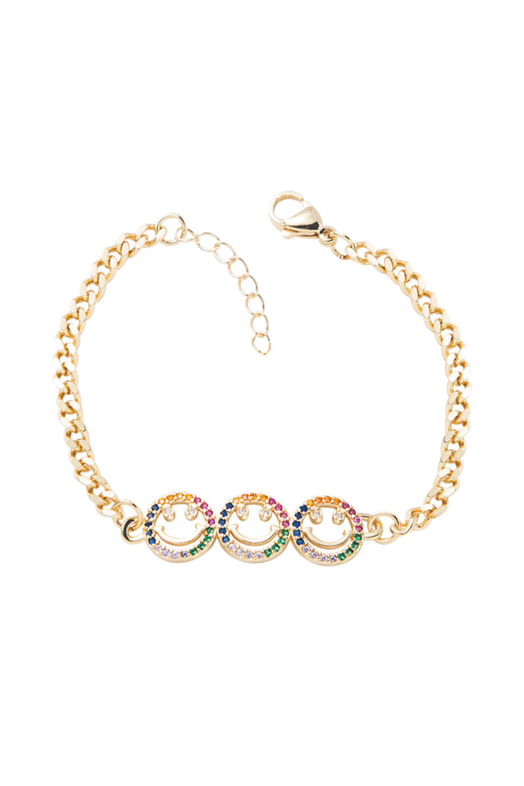 Smile Face Cubic Zirconia Chain Bracelet B3799