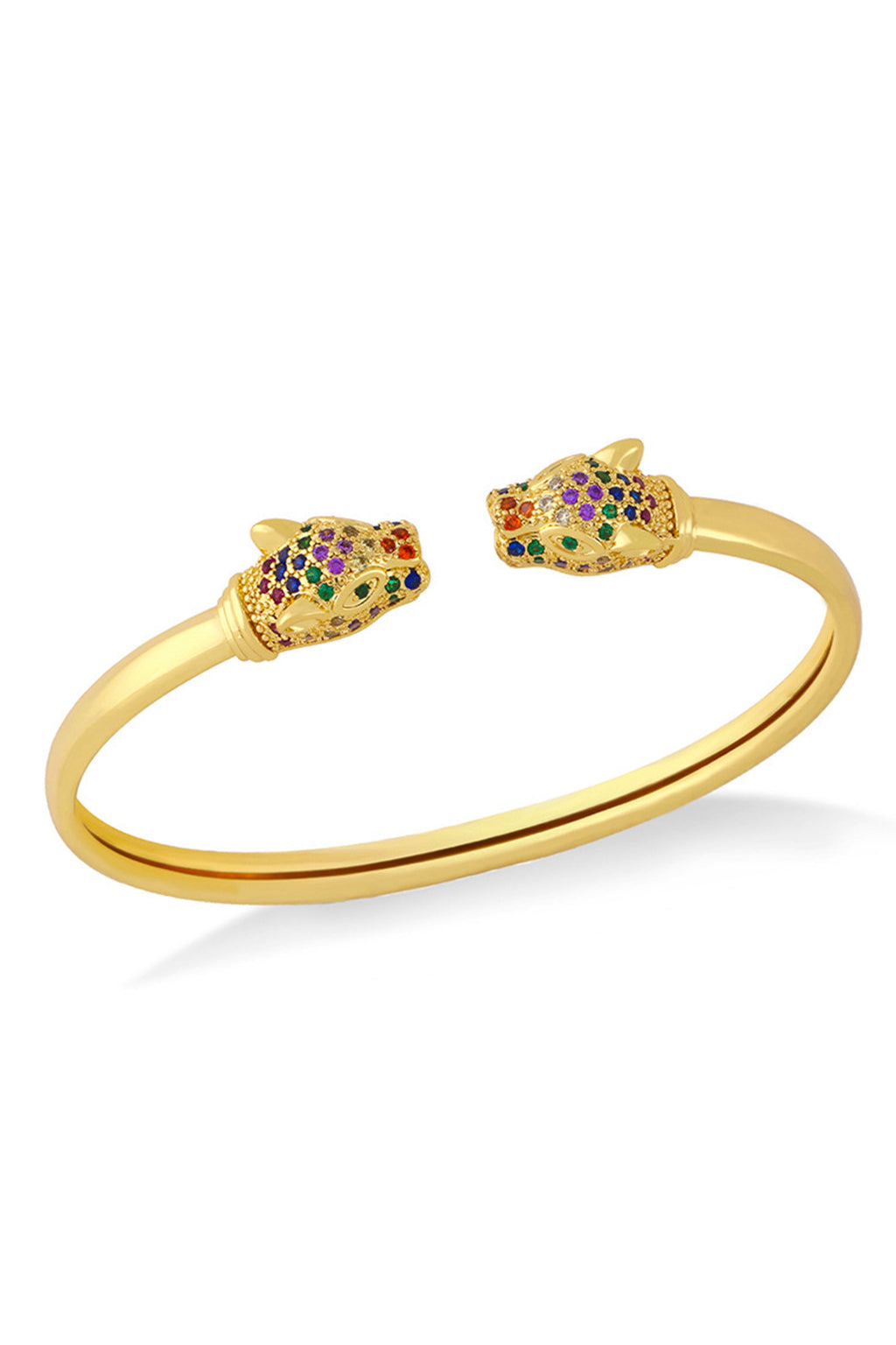 Leopard Head Cubic Zirconia Cuff Bracelet B3806
