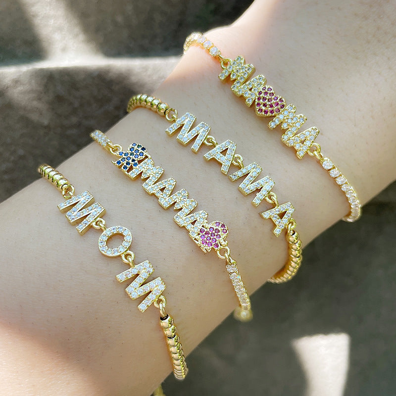 MAMA Cubic Zirconia Chain Bracelet B3815