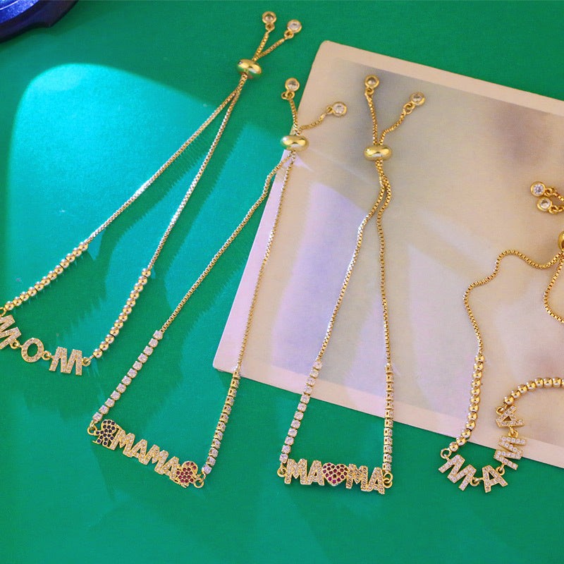 MAMA Cubic Zirconia Chain Bracelet B3815