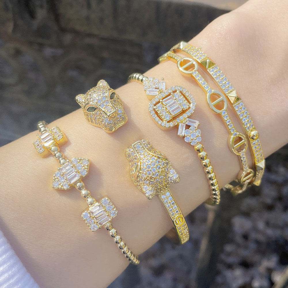 Evil Eye Cubic Zirconia Cuff Bracelet B3843