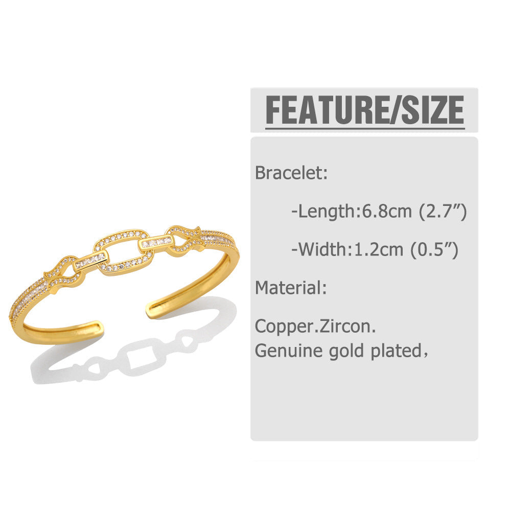 Geometry Hoop Cubic Zirconia Cuff Bracelet B3846