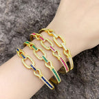 Geometry Hoop Cubic Zirconia Cuff Bracelet B3846