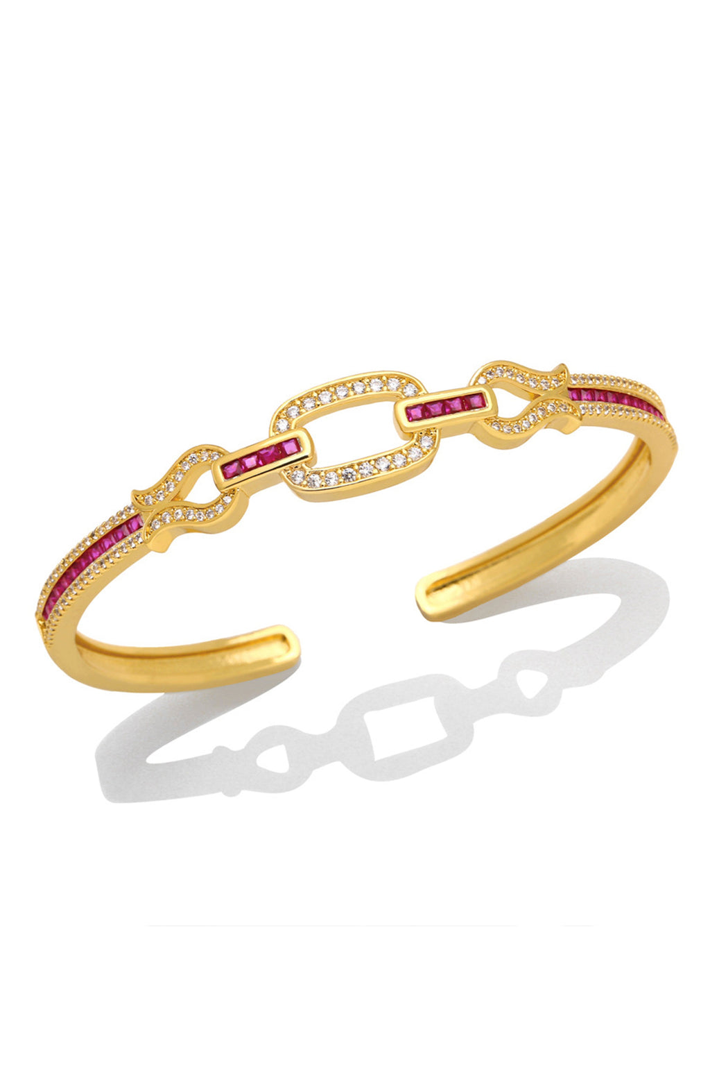 Geometry Hoop Cubic Zirconia Cuff Bracelet B3846