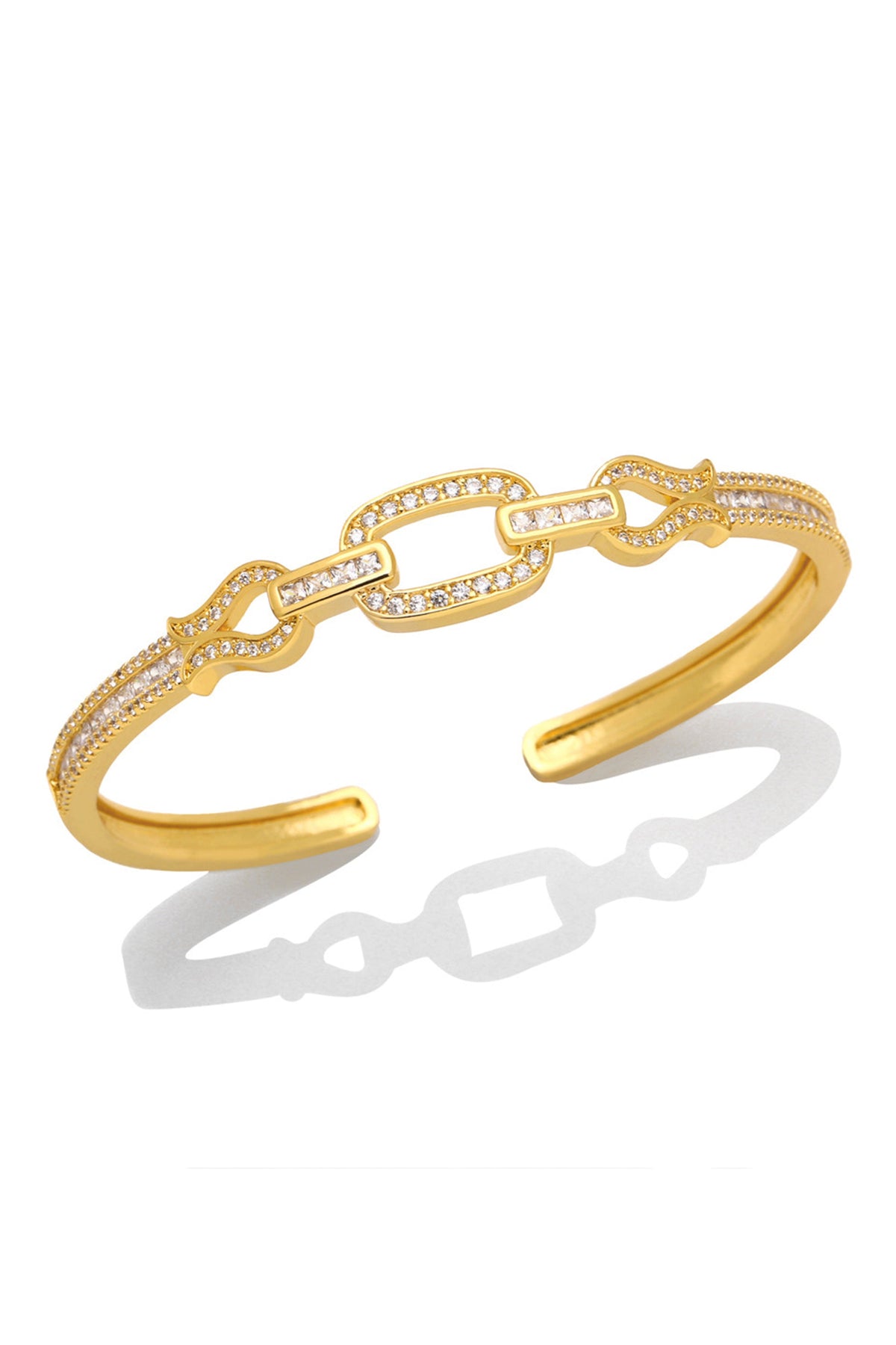 Geometry Hoop Cubic Zirconia Cuff Bracelet B3846