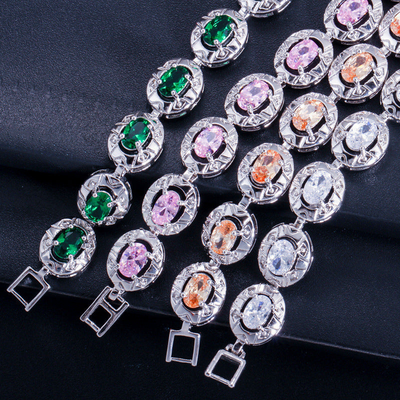 Cubic Zirconia Chain Bracelet B3868