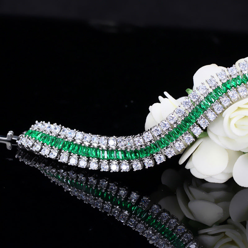 Three-layer Cubic Zirconia Chain Bracelet B3870