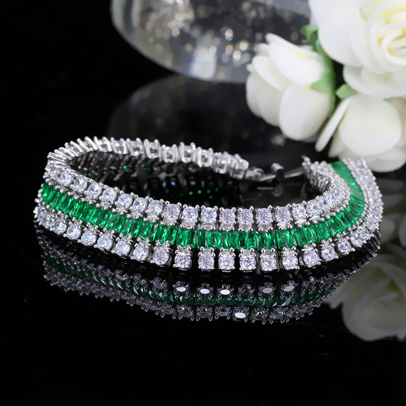 Three-layer Cubic Zirconia Chain Bracelet B3870