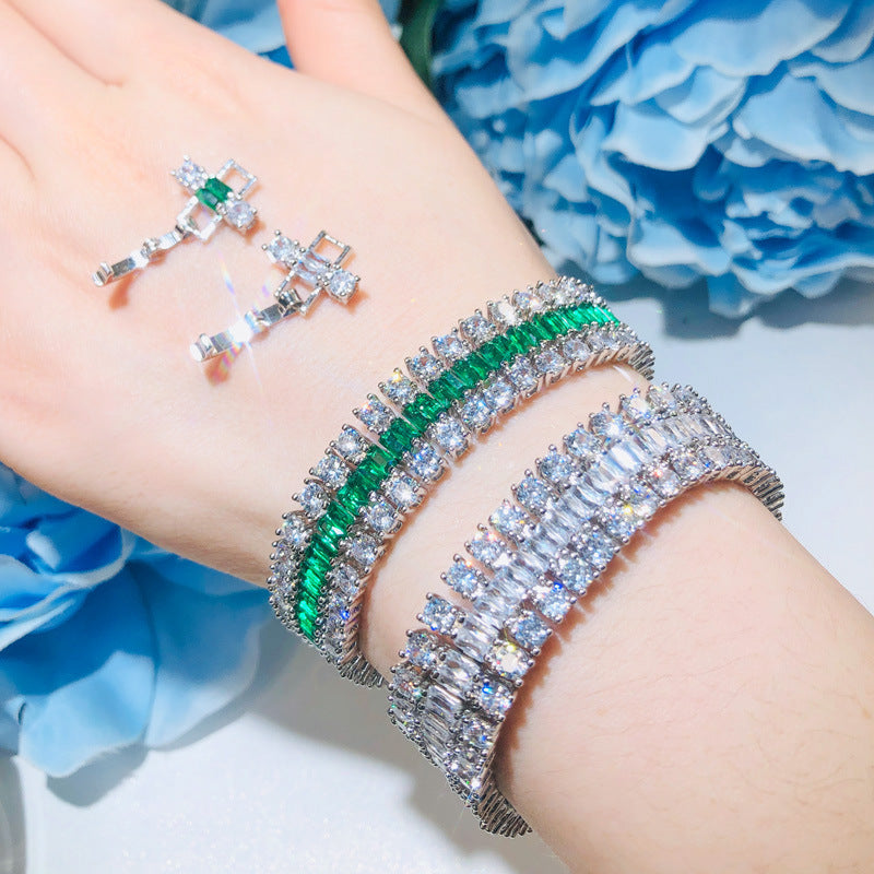 Three-layer Cubic Zirconia Chain Bracelet B3870