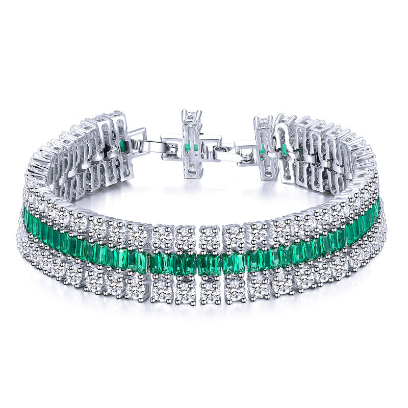 Three-layer Cubic Zirconia Chain Bracelet B3870