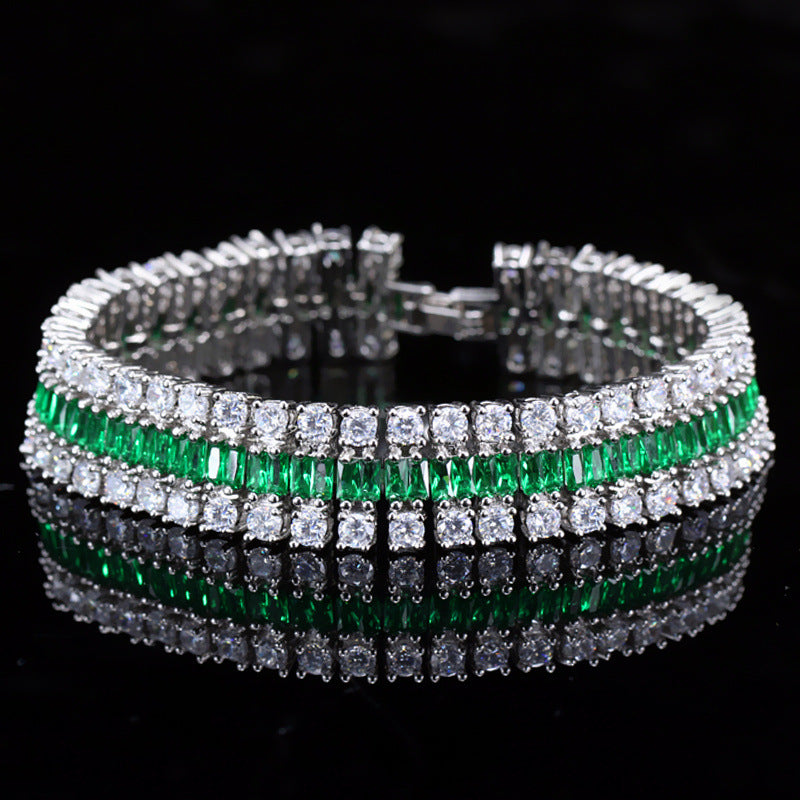 Three-layer Cubic Zirconia Chain Bracelet B3870