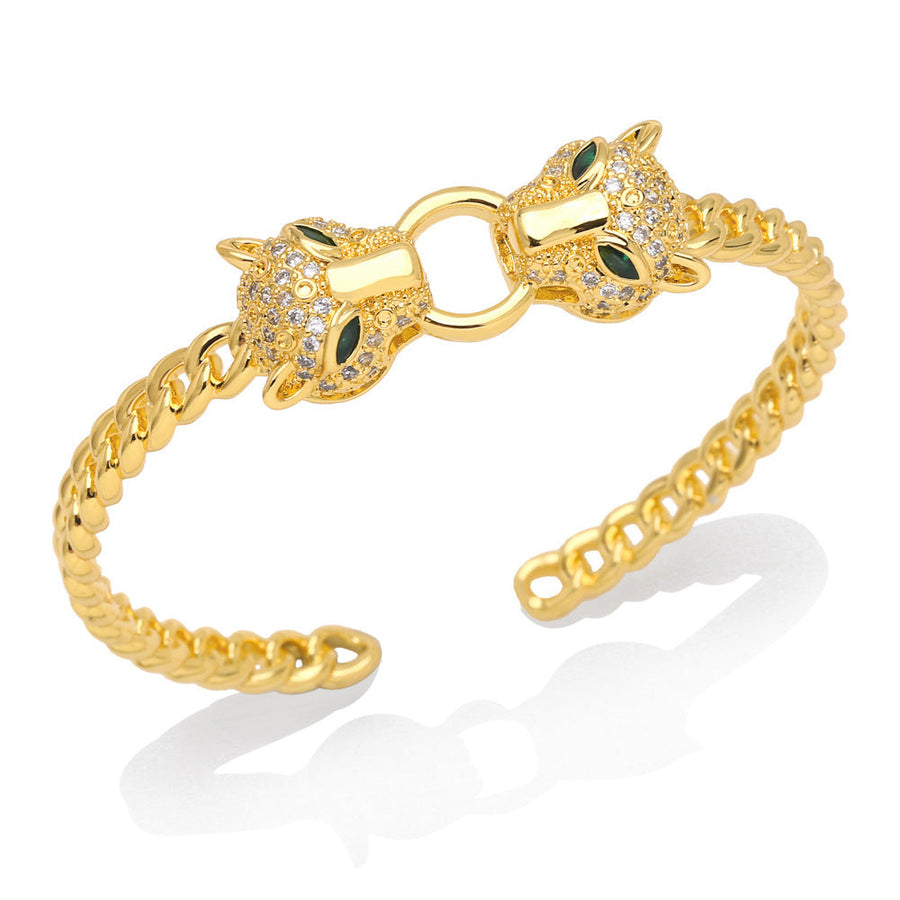 Two Leopard Head Cubic Zirconia Bracelet B3876