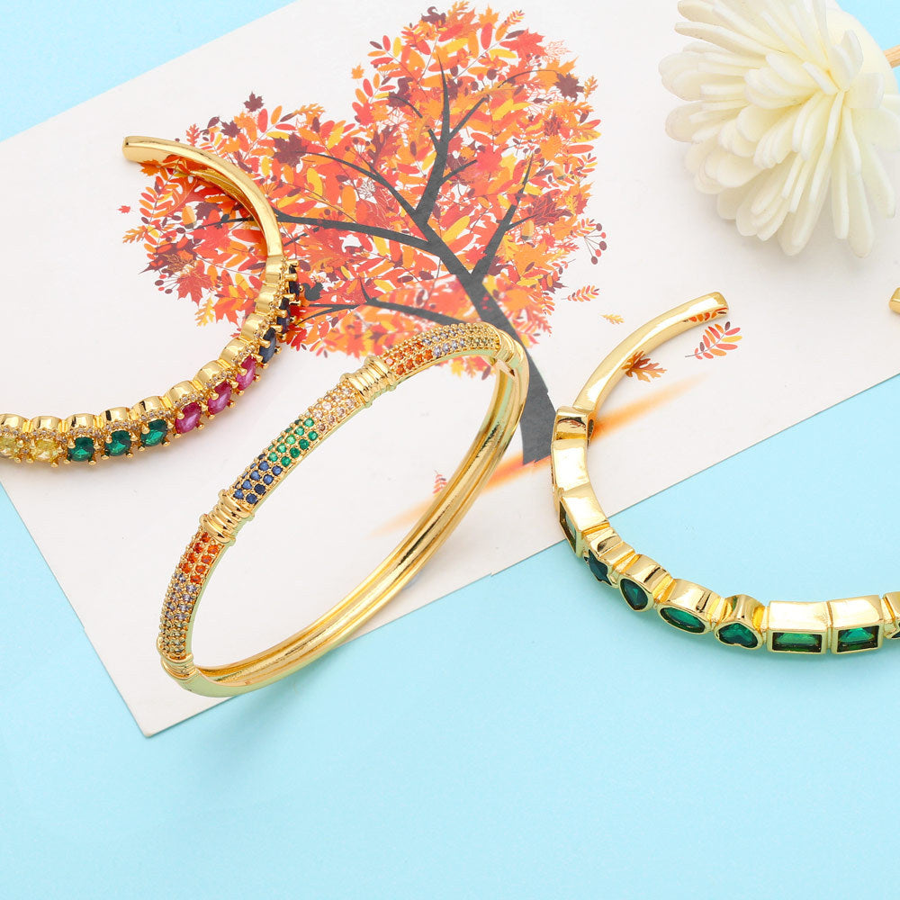 Geometry Cubic Zirconia Cuff Bracelet B3902