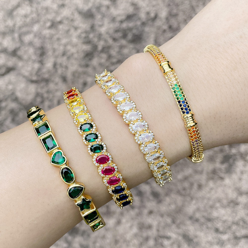 Geometry Cubic Zirconia Cuff Bracelet B3902