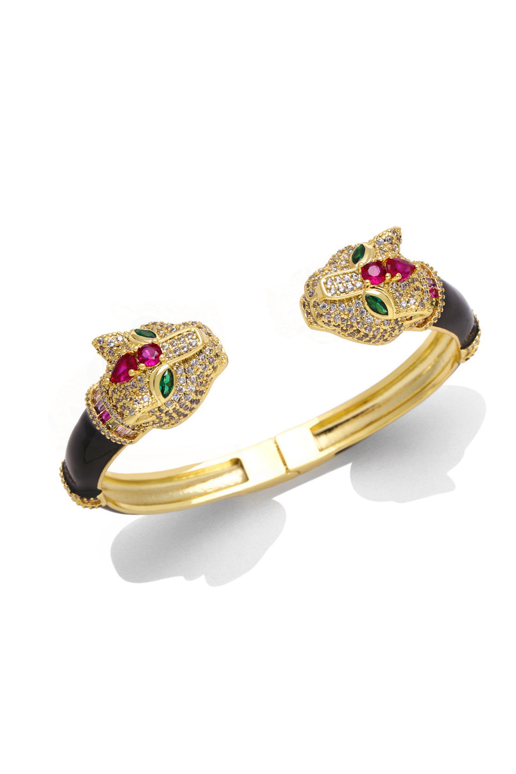 Leopard Head Cubic Zirconia Cuff Bracelet B3919