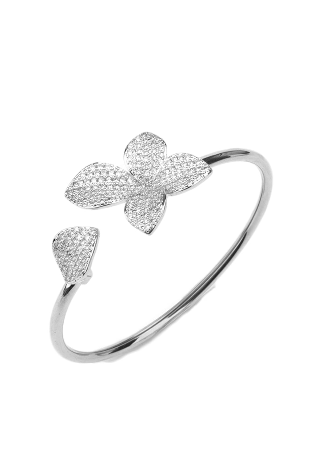 Butterfly Leaf Cubic Zirconia Cuff Bracelet B3930