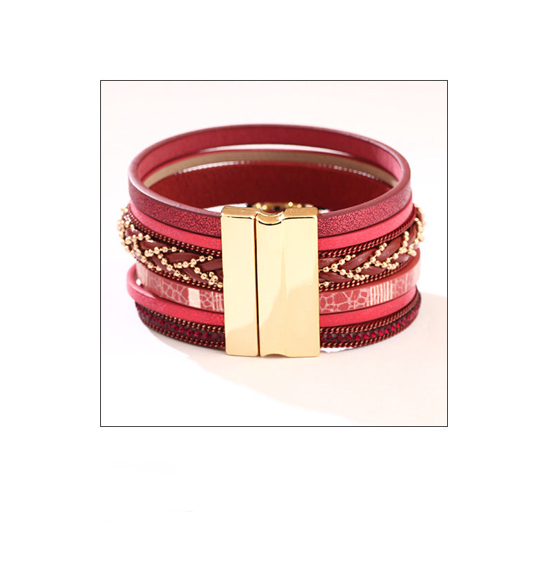 Evil Eye Pu Leather Magnetic Bracelet B3933