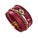 Evil Eye Pu Leather Magnetic Bracelet B3933